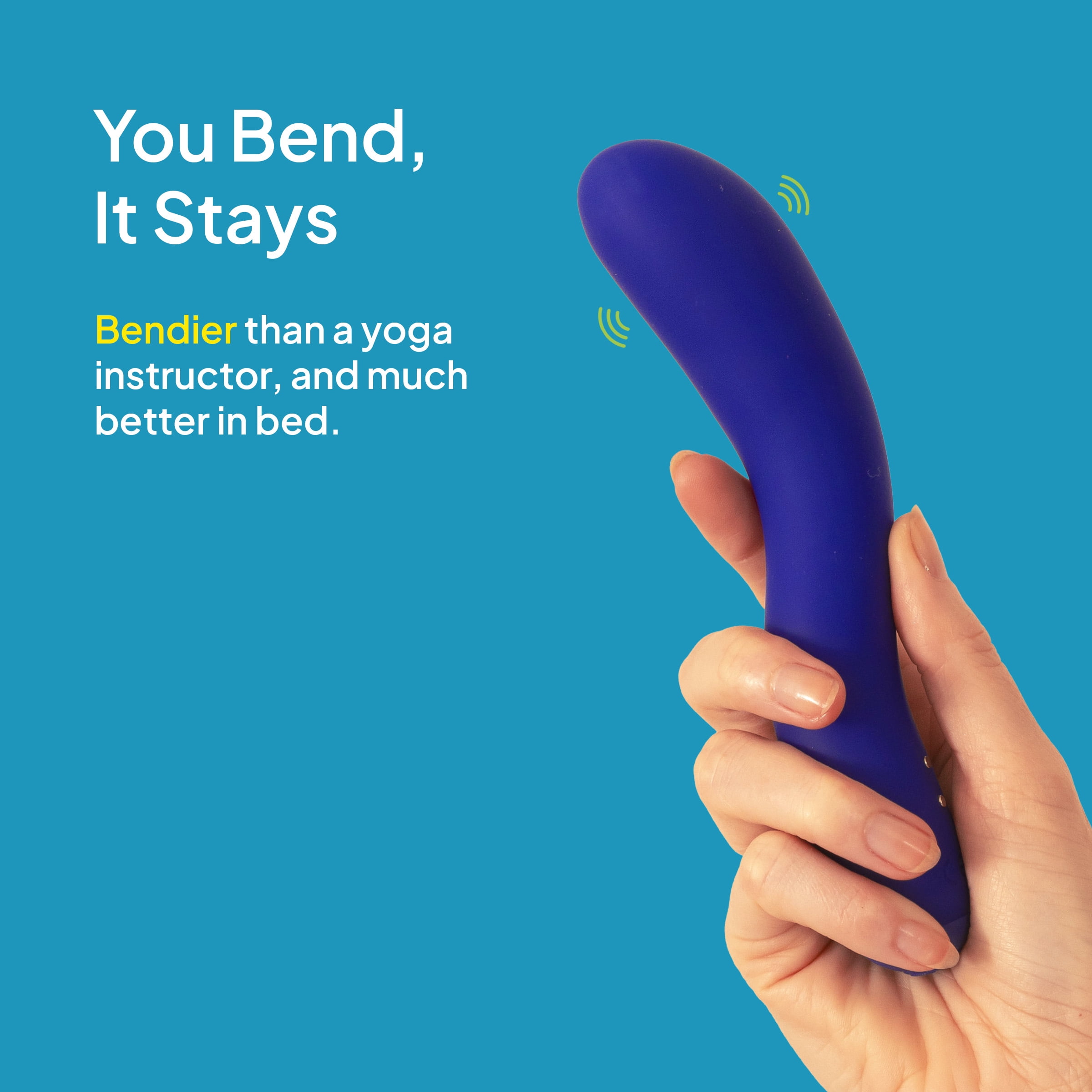 Hello Cake Bendable Vibe Vibrator for Women, Waterproof & Rechargeable Internal Toy with 10 Vibrating Modes, Blue