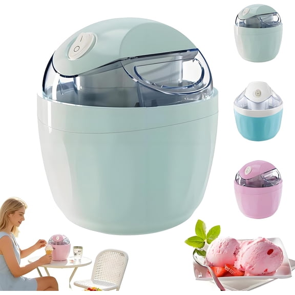 Small Home Mini Ice Cream Maker, 17oz Automatic Ice Cream Machine for Homemade Frozen Yogurt, Gelato & Sorbet, 15-Minute Quick Freeze with One-Touch Operation(Cyan)