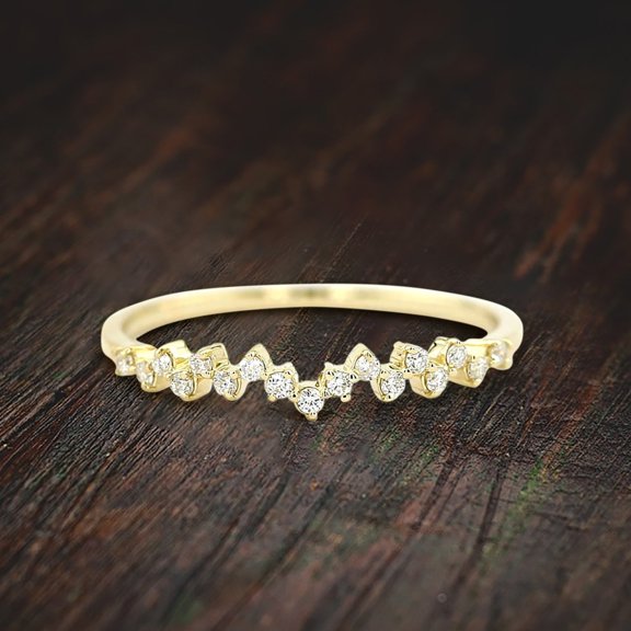 Half Eternity Stackable Moissanite Diamond Wedding Band Engagement Ring Promise Ring