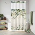thumbnail image 6 of No Hook Shower Curtain, Sage Green Shower Curtains for Bathroom with See Through Top Window, Eucalyptus Leaves Waterproof & Washable Bath Curtain Stand Up Stall 36"x72", 6 of 9