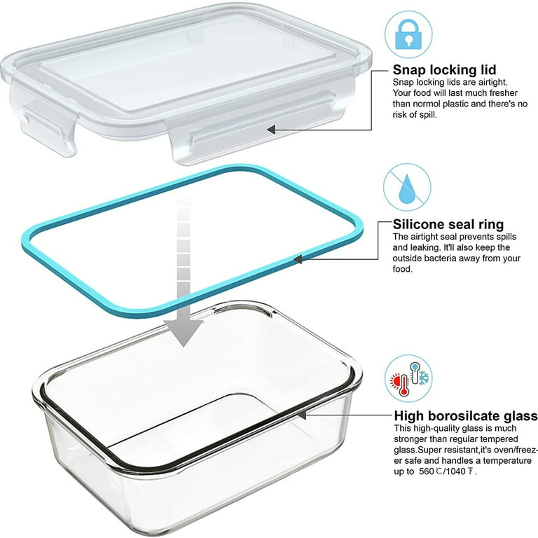 Storage Containers, High Borosilicate Tempered Glass Food Storage
