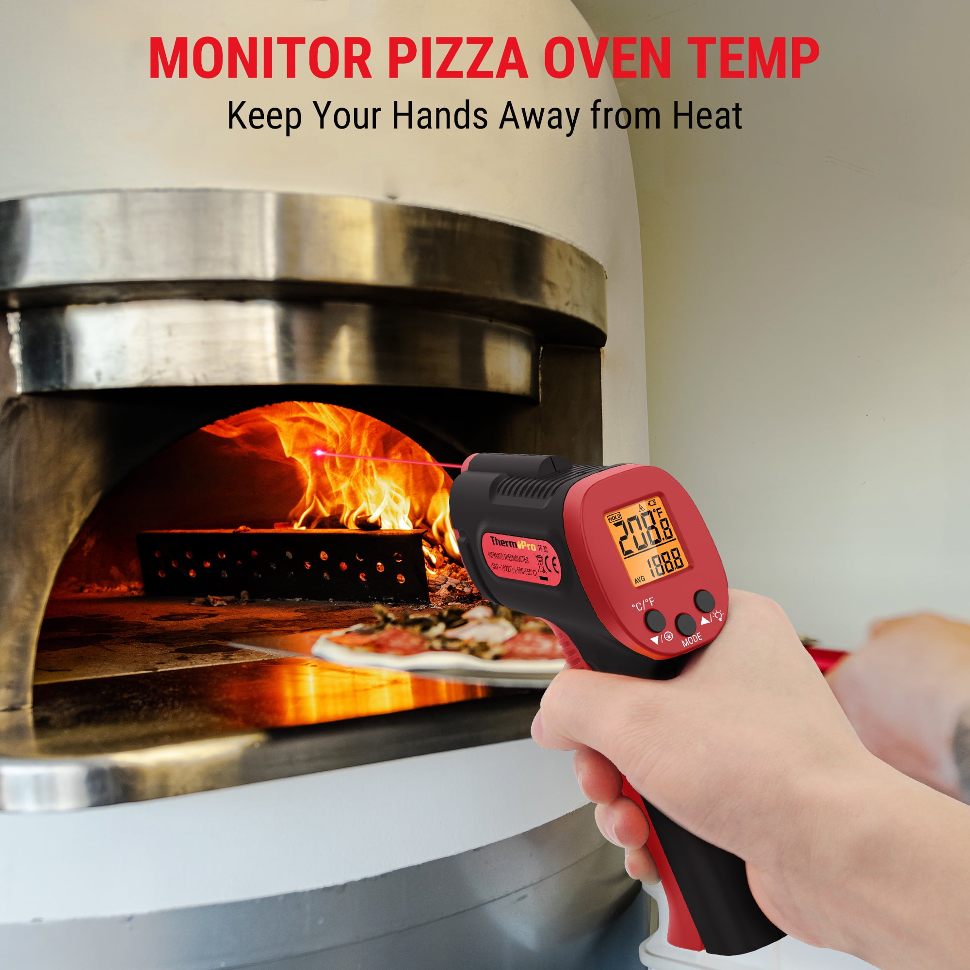 ThermoPro Infrared Thermometer Gun TP30W Safe Non Contact  Cooking Laser Temperature Gun for Grill, Pizza Oven, Swimming Pool, HVAC, Kitchen