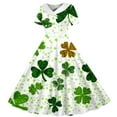 thumbnail image 1 of MKOSPLRT Robes des Années 1950 pour Fille Manches Courtes Robes de Cocktail Vintage Imprimé Trèfle Robe Midi Jour de la Saint-Patrick, 1 of 6