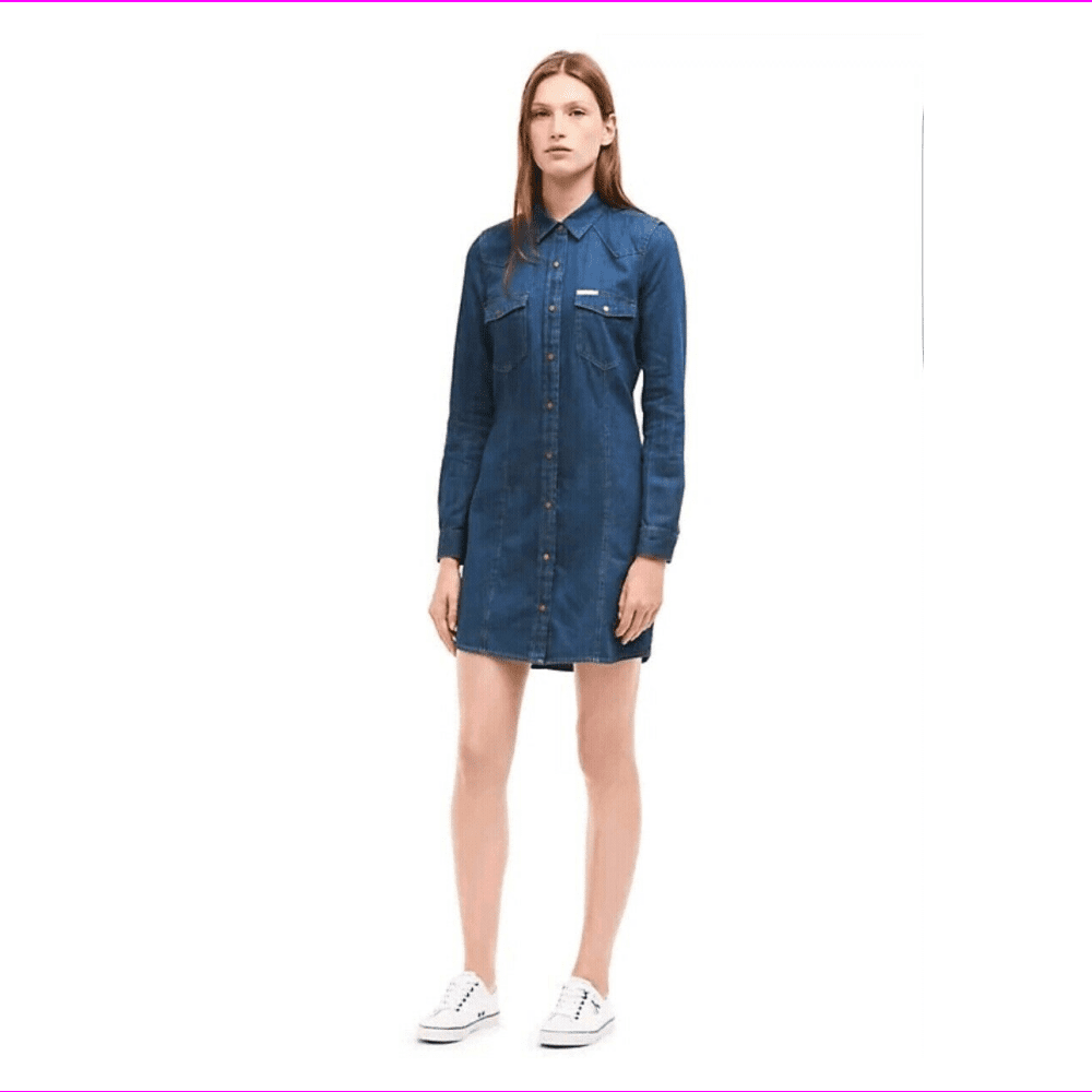 calvin klein denim shirt dress
