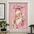 thumbnail image 4 of Pink Christmas Semi Sheer Curtains Drapes for Living Room, Bedroom, French Doors Window 96 Inches Long, Santa Winter Snowflake Botanical Rustic Rod Pocket Chiffon Curtain Drapery Voile Drape Panel, 4 of 6