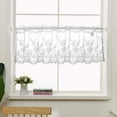 thumbnail image 2 of Flower White Valances Pastoral Embroidery Lace Valance Semi Sheer Lace Cafe Short Curtains for Bedroom Kitchen Decor Elegant Flower Leaves Kitchen Curtain W51" X L16", 2 of 8