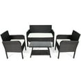 thumbnail image 1 of Patiojoy 4-Piece Patio Rattan Sofa Furniture Set Conversation Set with Tempered Glass Table White, 1 of 5