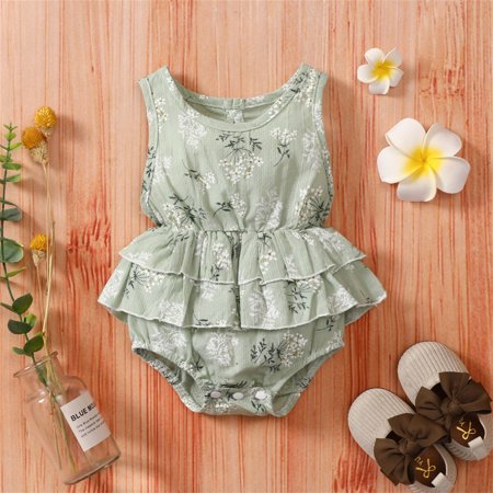 

niuredltd baby girls floral spring summer print sleeveless ruffle romper bosyduit clothes