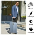 thumbnail image 4 of Hanke Upgrade Carry On Luggage Airline Approved, 20 Inch Lightweight Hardside Suitcase PC Hardshell Luggage with Spinner Wheels & TSA Lock,Carry-On 20-Inch(Grey), 4 of 7