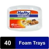 Hefty Everyday Soak-Proof Foam Compartment Tray, White, 9 x 11 Inch, 40 Count