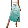 thumbnail image 5 of Gradient Ombre Maxi Skirt, High Waisted Side Slit Long Skirt with Pockets, Casual Summer Drawstring Flowy A-Line Bottoms, 5 of 6