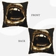 thumbnail image 3 of Fotbe Golden Lips Modern Sculpture Pattern Velvet Decorative Throw Pillow Covers with Elegant Piping, Soft Plush Cushion Cover for Sofa, Bed, Car, Office-16"x16", 3 of 8