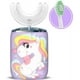 thumbnail image 1 of Cepillo de dientes eléctrico para niños Dinosaurio en forma de U Cepillo automático ultrasónico con cabezal de cepillo de repuesto 6 modos IPX7 para niños de 2 a 6 años (púrpura), 1 of 5