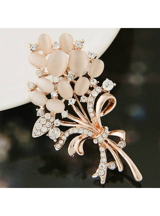 Fashionable Opal Stone Flower Brooch Pin Garment Accessories Birthday Gift  Brooches For Women Rhinestone Brooch Pin
