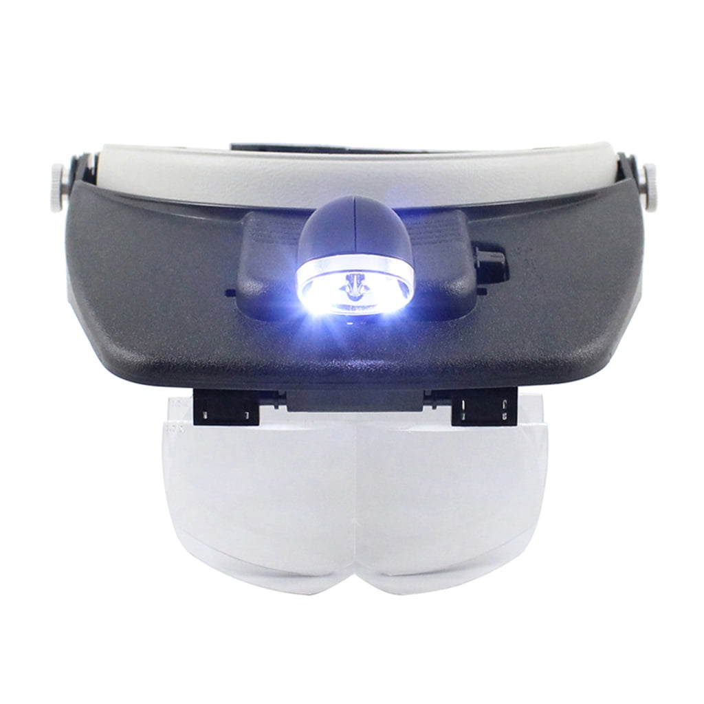 ZPAQI Handsfree Head Mount Magnifying Glass 2 LED Light for Jewelry Close Work Sewing