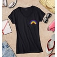 thumbnail image 3 of S4E Women's Rainbow Flag LGBTQ Gay Pride Slim Fit V-Neck T-Shirt X-Large Black, 3 of 4