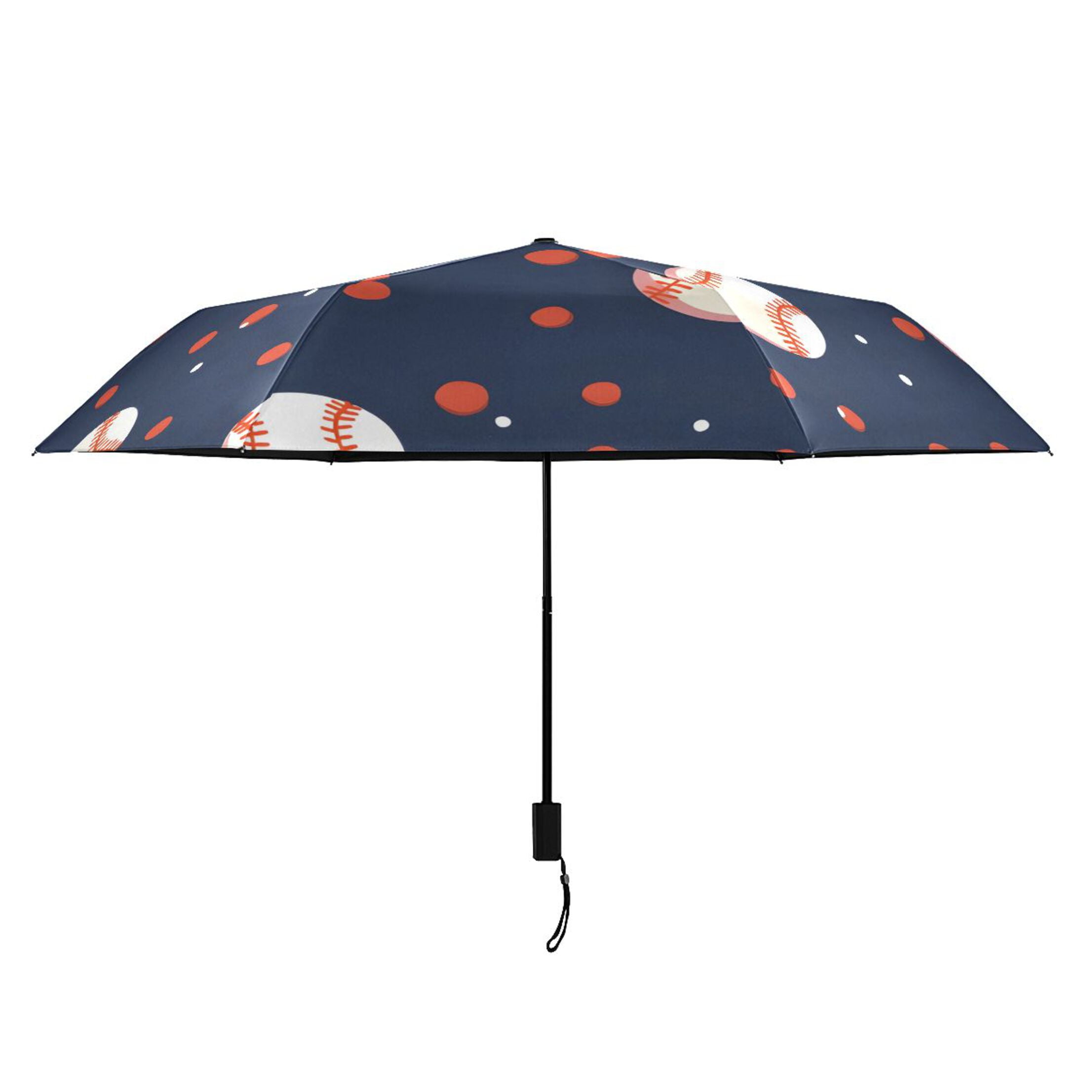 ALAZA Baseball and Dots UPF 50+ Compact Folding Umbrella for Rain Travel Umbrella Packable