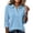 Light Blue-#001, variant on Dweltoz Women’s Waffle Knit Polo Shirt 3/4 Sleeve Collared V Neck with Half Button Placket Relaxed Fit Top,Blue 2XL