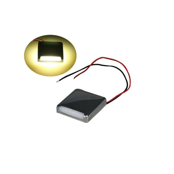 Pactrade Marine Boat Pontoon RV Surface Mount LED Stainless Steel Square Courtesy Light 90° Downward 10-30v … (White)