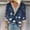 Navy, variant on Blmnix Small Flower Print Boho Shirts for Women Navy V-Neck Blouses for Women Dressy Casual Lace Long Sleeve Tops