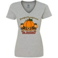 thumbnail image 3 of Inktastic Thankful Grateful and Blessed Pumpkins and Sunflower Women's V-Neck T-Shirt, 3 of 5