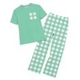 thumbnail image 2 of LEKWK Boys Girls 2 Piece Pajama Set Short Sleeve T-Shirts and Plaid Pants Kids Comfy Lounge Tracksuits Summer Fashion Home Sleepwear 2-14Y, 2 of 9