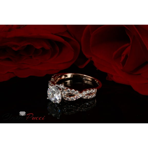 1.42 ct Round Cut Moissanite Solitaire with Accents Engagement Ring for Women in 18K Rose/White Gold