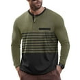 thumbnail image 7 of GuangCheng Mens Henley Shirts,Striped,Color Block,Long Sleeve,Casual,Slim Fit,Stylish T Shirts,Army Green,Size L, 7 of 7