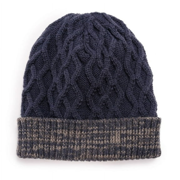 MUK LUKS Men's Cable Cuff Cap, Navy, One Size