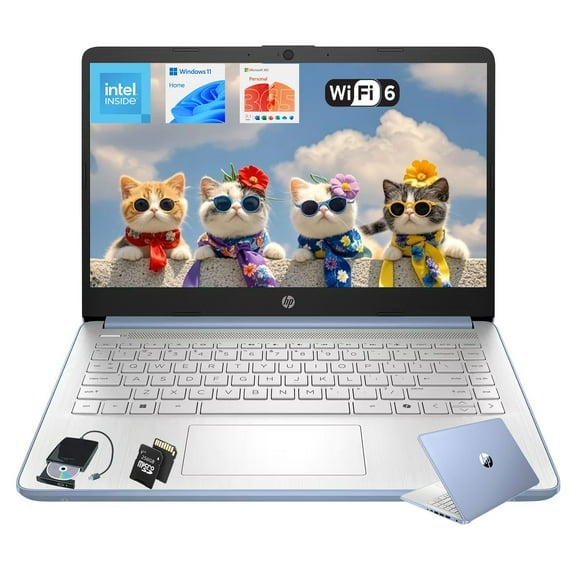 HP 14" Laptop Student Business Computer - 2025 New Version, Intel N150 Processor, 1-Year Microsoft 365, Win 11 Home, Copilot AI, 12Hr Battery, 16GB RAM 384GB Storage (128GB UFS 256GB MSD) Blue