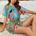 thumbnail image 4 of Sikiie Tropical Jungle Flamingo Womens Pajama Sets Short Sleeve Top With Pants Sleepwear 2 Piece Lounge SetX-Large, 4 of 6