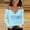 Light Blue, variant on AXXD Women's Shirts Basic Summer 2024 Ladies V Neck Casual T-Shirts Long Sleeve Pullover Blouse Tops