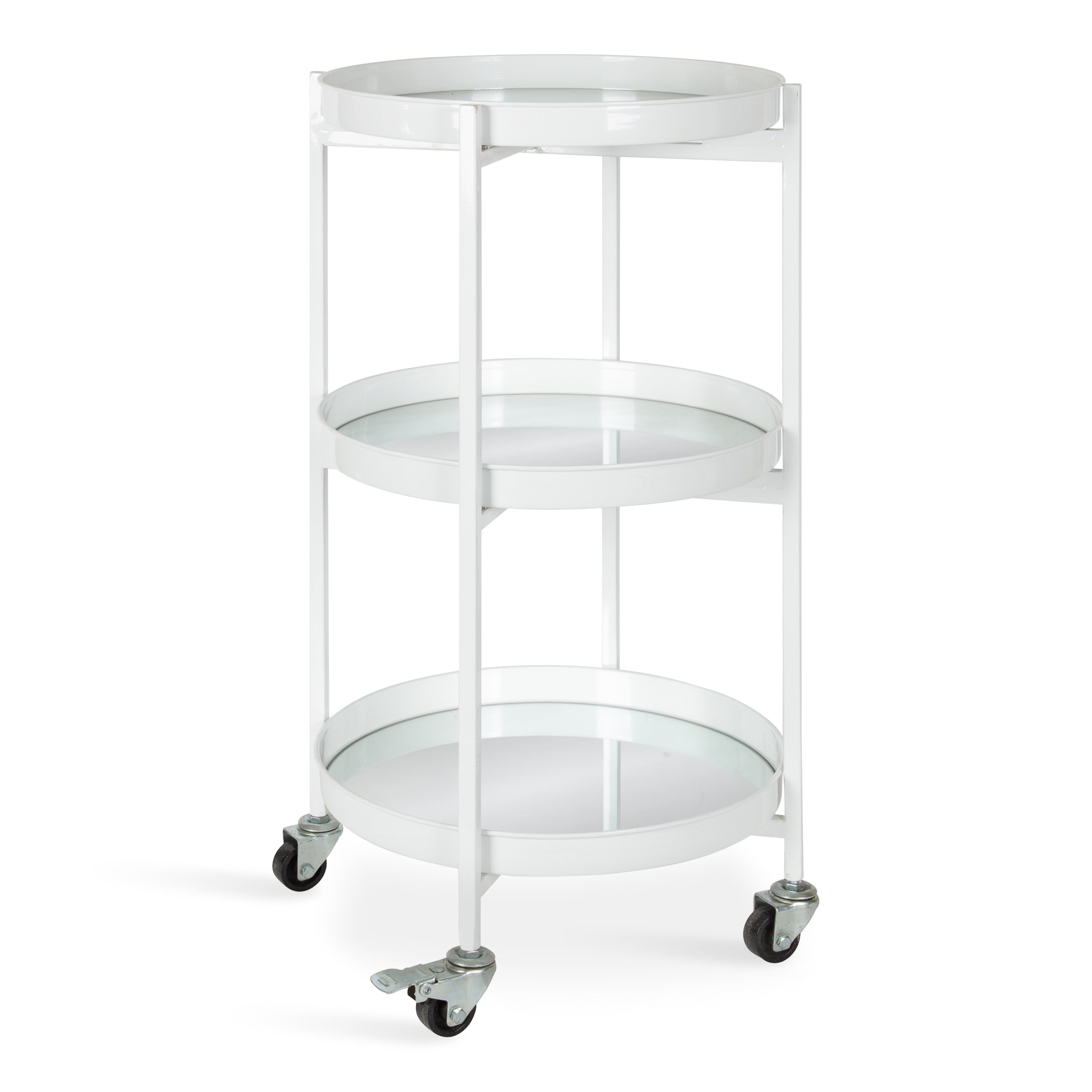 Retro Glam Bar Cart White Marble Shelves Gold Metal Stand Locking Caster Wheels