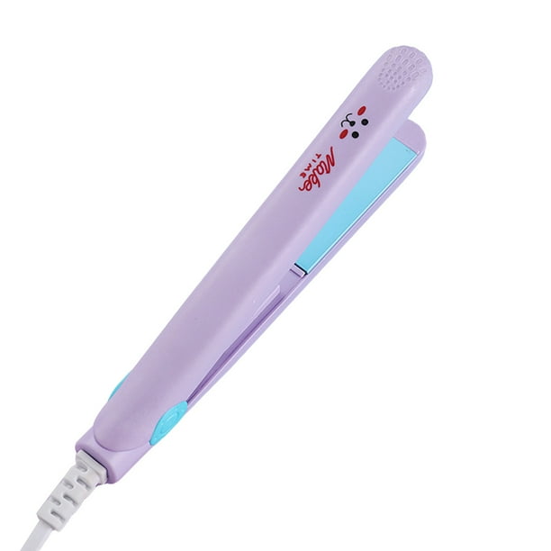 férula de pelo liso Clip de placa recta Calentamiento PTC Férula pequeña Peinado de cabello liso (púrpura)