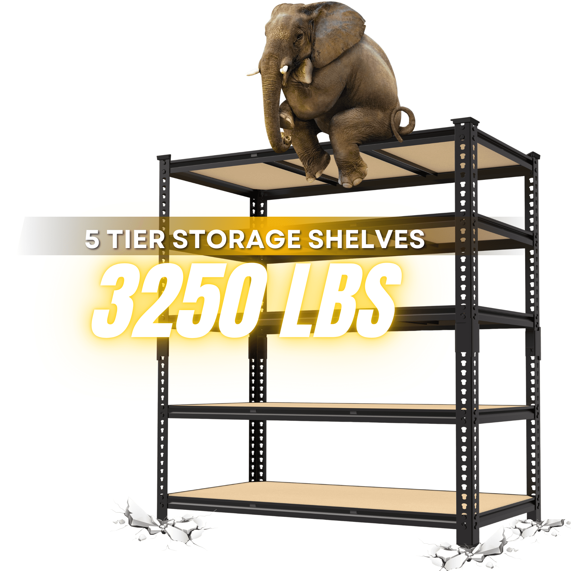 TrumanPick Storage Shelves Garage Shelving Units 5 Tier Metal Heavy Duty Adjustable Shelf Rack 48" W x 24" D x 72" H 3250LBS for Warehouse Pantry Closet, Black