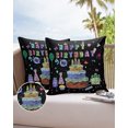 thumbnail image 6 of Pack of 2 Outdoor Pillow Covers, Happy Birthday Cake Firwoks Black Waterproof Square Throw Pillowcase Cushion Decorative Pillow Covers for Couch Patio Tent, 26x26 in, 6 of 6