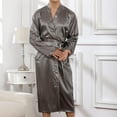 thumbnail image 4 of Men Solid Casual Long Sleeves Lace-up Home Pocket Long Pajama Robe, 4 of 7