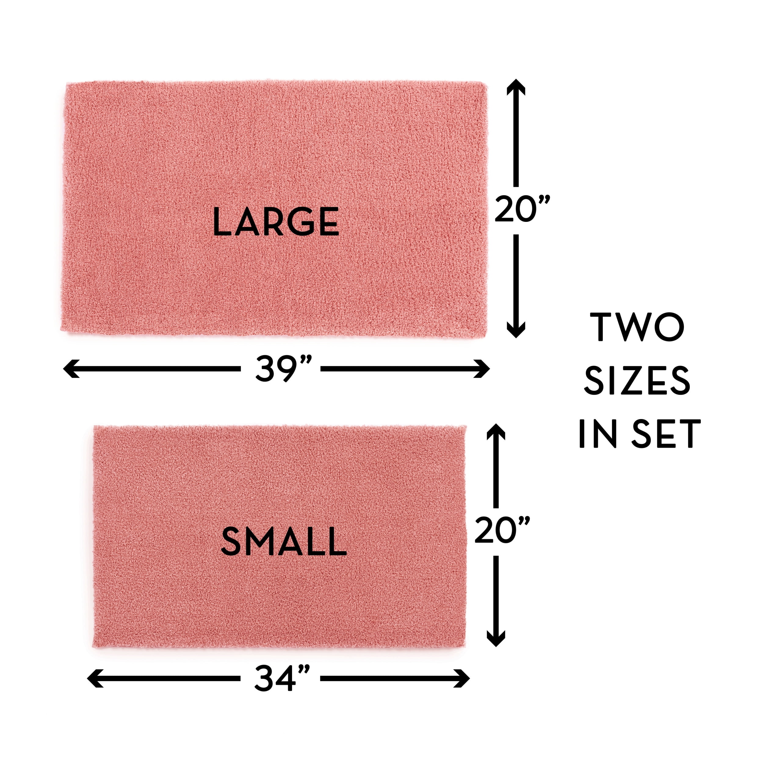 Better Homes & Gardens Ultra Soft Polyester 2 Piece Bath Rug Set , 20" x 34" and 23" x 39", Old Rose