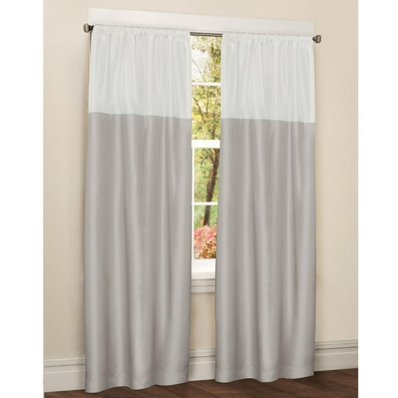 Panneau de rideau à passe-tringle Red Label en similisoie de 213 cm (84 po) bicolore, ivoire et blanc