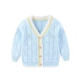 thumbnail image 4 of CAICJ98 Toddler Baby Boys Cardigan Little Boys V-Neck Cotton Sweater Long Sleeve Jacket Knit Button Up for Fall Winter (Blue,12-18 Months), 4 of 6