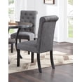 thumbnail image 3 of Modern Contemporary Set of 2pc Side Chairs Charcoal Fabric Cushion Upholstered Nailhead Trim Dining Room Chairs, 3 of 9
