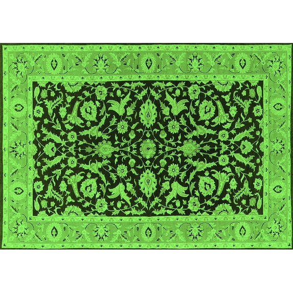 Ahgly Company Indoor Rectangle Oriental Green Traditional Area Rugs, 6' x 9'
