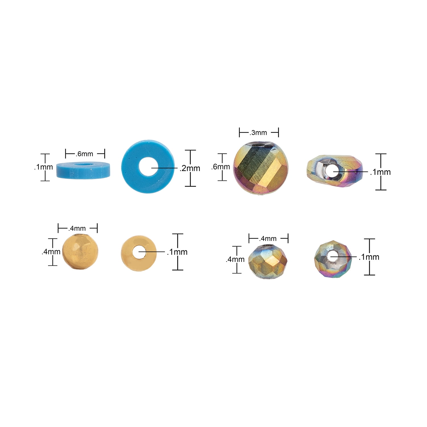 CousinDIY Jewelry Making 4-Strand Bead Kit With Heishi, Rainbow Glass Rondelle and Coin Beads