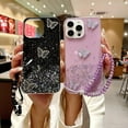 thumbnail image 6 of for iPhone 16 Pro Max Bling Case with Lanyard, Cute 3D Butterfly Glitter Soft TPU Woman Girly Sparkle Shiny Slim Thin Phone Cover with Crystal Wrist Strap for iPhone 16 Pro Max 6.9" (Clear), 6 of 7