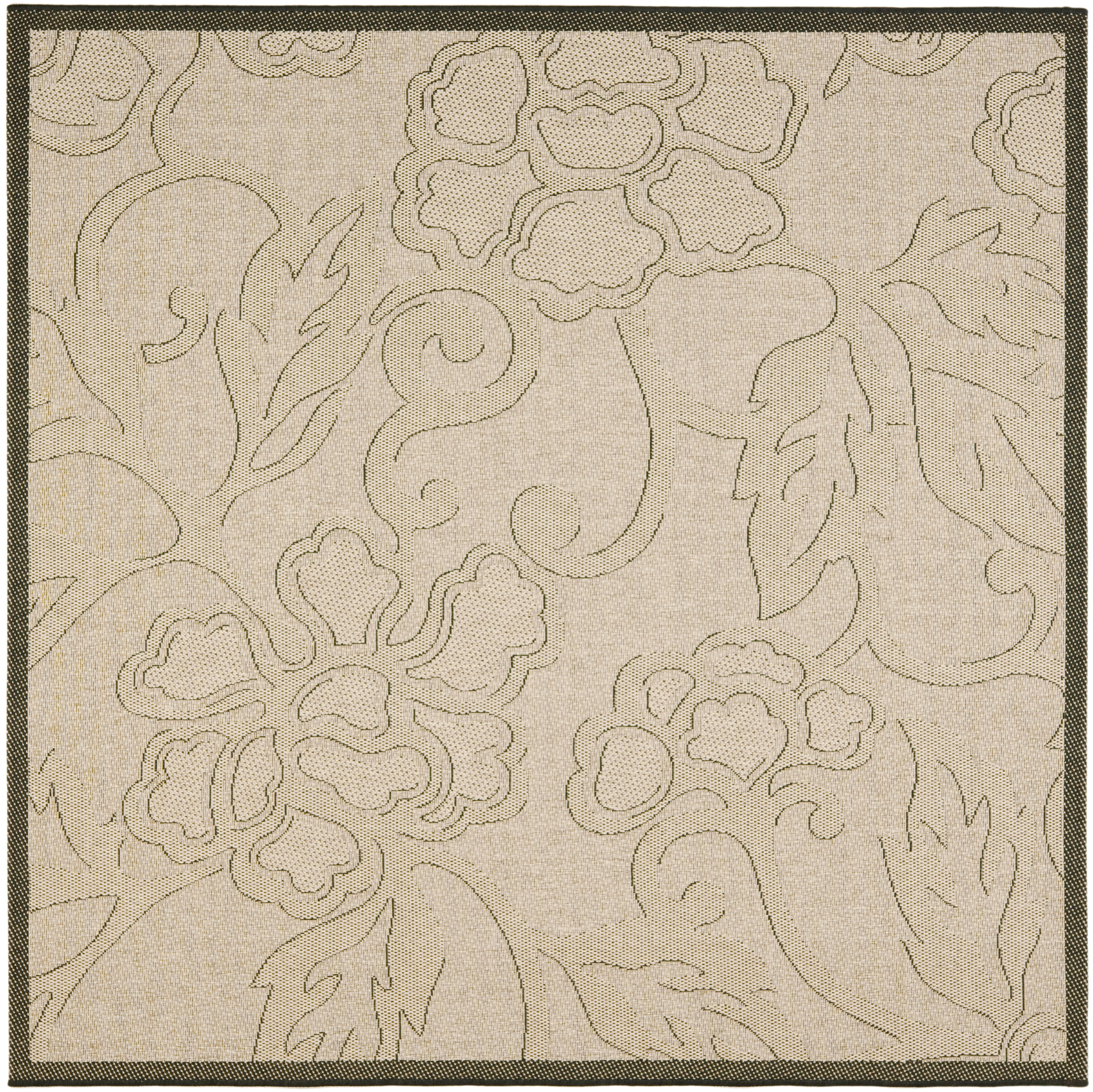 Safavieh Courtyard Helen Floral Indoor/Outdoor Area Rug, Sand/Black, 6'7" x 6'7" Square