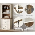 thumbnail image 5 of WAMPAT 2 Column 3 Tier Bookcase with Drawer,73.3" Tall Floor Standing Bookshelf,Modern Farmhouse Display Storage Cabinet with Adjustable Shelves,Rustic White, 5 of 5