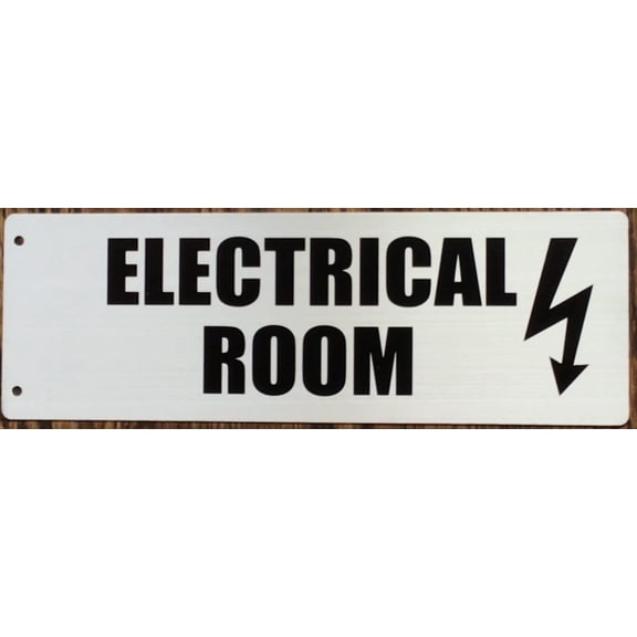 Electrical Room Sign -Two-Sided/Double Sided Projecting, Corridor and Hallway Sign (Aluminum, Silver, 4x12 Inch)-The Hallway Line(ref062022)
