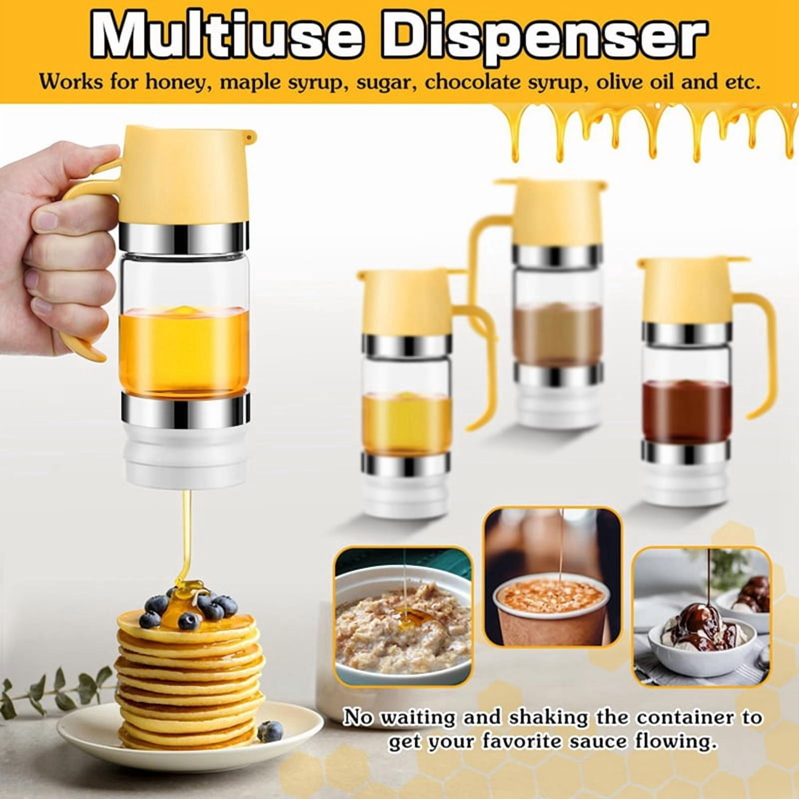 2X Honey Dispenser Jar, 10 Oz No Drip Glass Honey Dripper with Handle, Honey Syrup Dispenser for Bread, Coffee or Tea