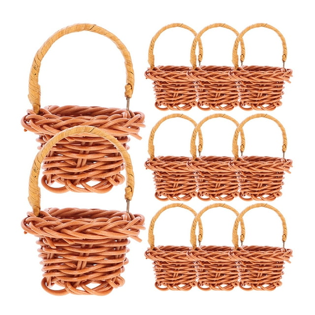20 mini cestas tejidas con asas, cestas de flores para casa de muñecas, cestas pequeñas, modelo de cesta