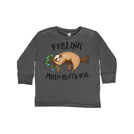 

Inktastic Feeling Philo-Sloth-ical- cute and funny sloth on a tree branch Gift Toddler Boy or Toddler Girl Long Sleeve T-Shirt
